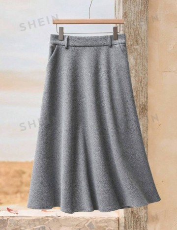 Fustă midi Shein Emery Rose, gri