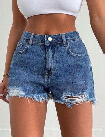 Pantaloni scurți de blugi Shein, albastru