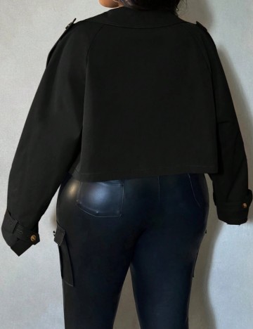 Trench scurt Shein Curve+, negru
