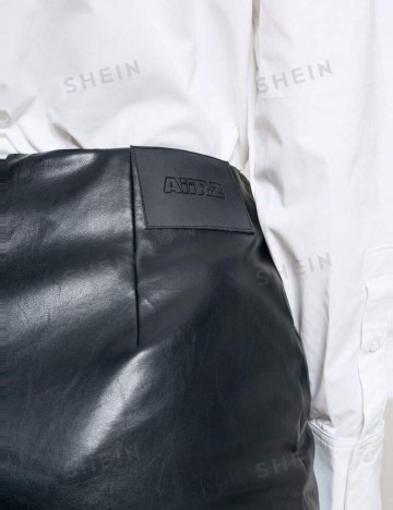 Fustă Imitație Piele AIIRZ by Shein, negru