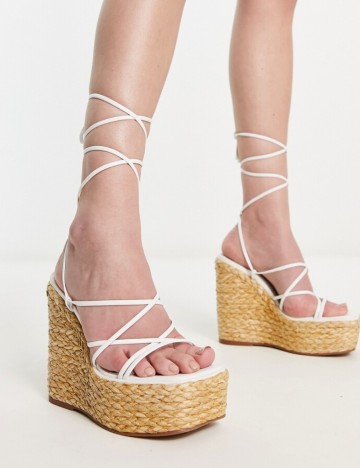 Sandale cu platformă ASOS, alb