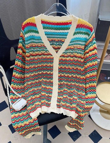 Cardigan Shein Curve+, mix culori