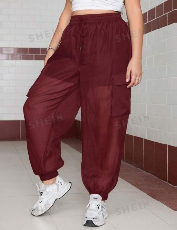 Pantaloni Shein Curve+, vișiniu