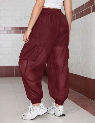 Pantaloni Shein Curve+, vișiniu