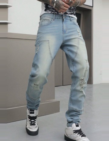 Jeans MANFINITY by Shein, albastru