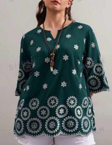 Cămașă casual Shein Curve+, verde