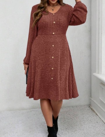 Rochie midi Shein Curve+, cărămiziu