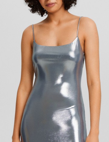 Rochie maxi Bershka, argintiu