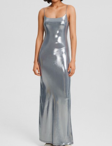 Rochie maxi Bershka, argintiu