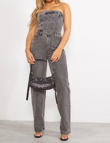 Salopetă lungă PRETTYLITTLETHING, gri