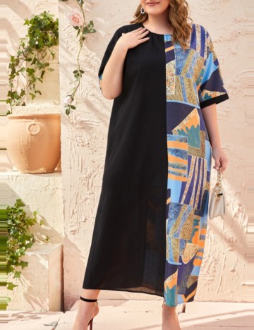 Rochie maxi Shein Curve+, mix culori