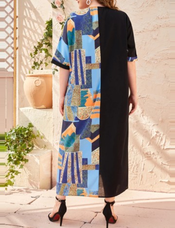 Rochie maxi Shein Curve+, mix culori