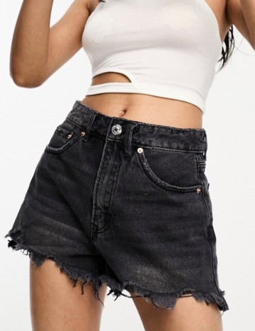 Pantaloni scurți de blugi Stradivarius, negru