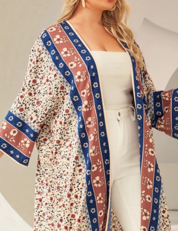 Cardigan lung Shein Curve+, mix culori