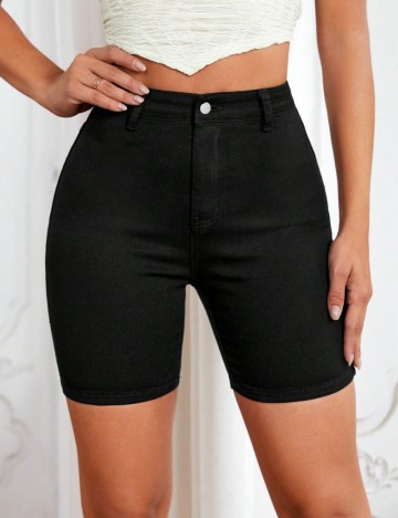 Pantaloni scurți de blugi Shein, negru