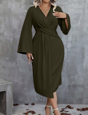 Rochie midi Shein Curve+, kaki