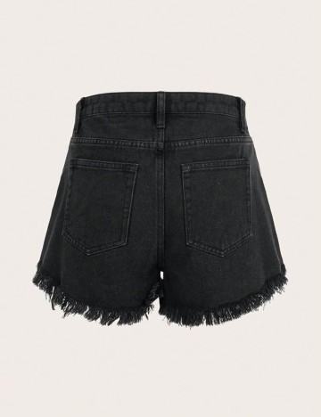 Pantaloni scurți de blugi Romwe by Shein, negru