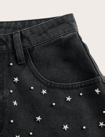 Pantaloni scurți de blugi Romwe by Shein, negru