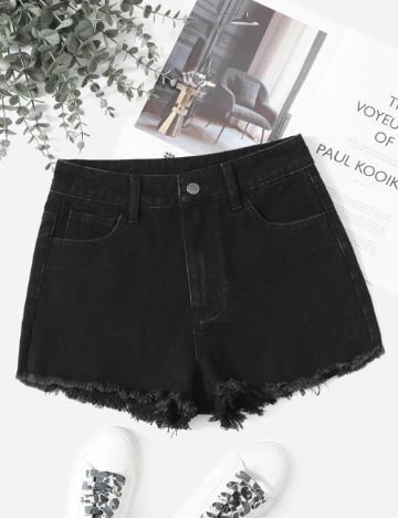 Pantaloni scurți de blugi Shein, negru