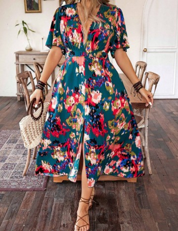 Rochie midi Shein Curve+, mix culori