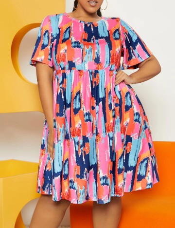 Rochie mini Shein Curve+, mix culori
