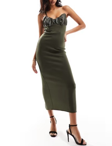 Rochie midi ASOS, kaki