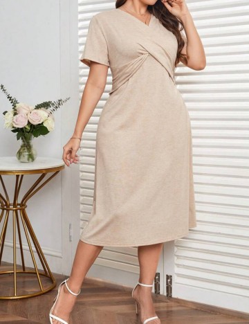 Rochie midi Shein Curve+, bej