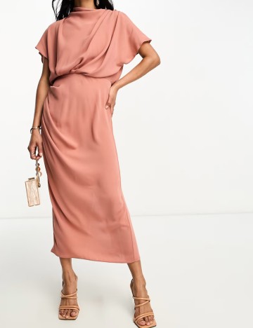 Rochie midi ASOS, roz