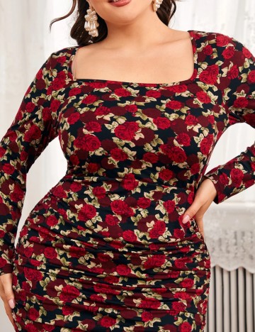 Rochie midi Shein Curve+, mix culori