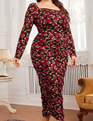 Rochie midi Shein Curve+, mix culori