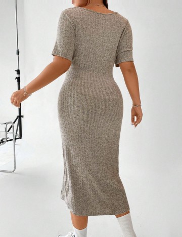 Rochie midi Shein Curve+, bej