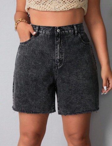 Pantaloni scurți de blugi Shein Curve+, gri