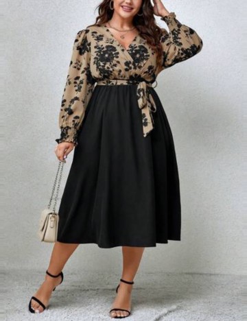 Rochie midi Shein Curve+, mix culori