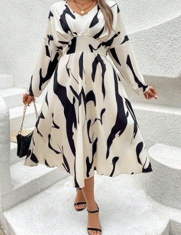 Rochie midi Shein Curve+, mix culori