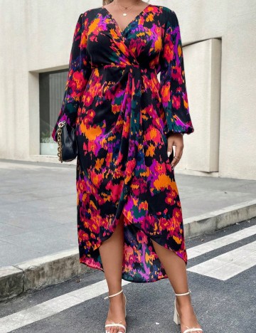 Rochie midi Shein Curve+, mix culori