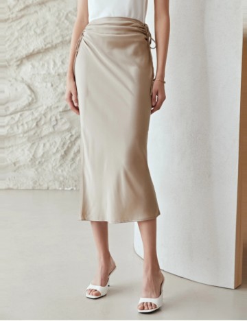 Fustă midi MOTF by Shein, bej