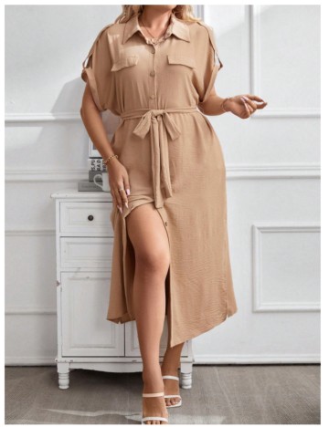 Rochie midi Shein Curve+, bej