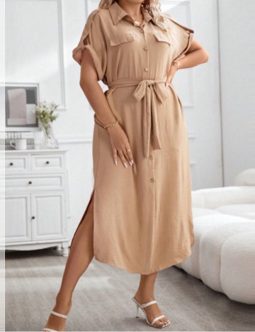 Rochie midi Shein Curve+, bej