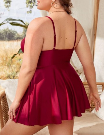 Costum de baie Shein Curve+, vișiniu