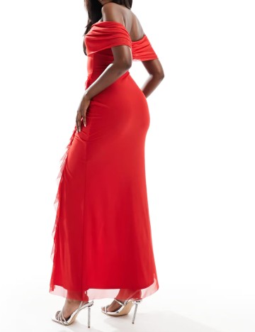 Rochie maxi Flounce, roșu