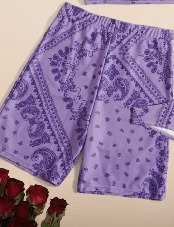 Pantaloni de plajă Romwe by Shein, mov
