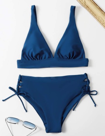 Costum de baie Romwe by Shein, albastru
