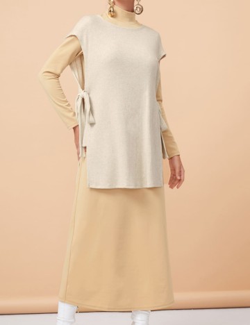 Set rochie și vestă Shein, bej