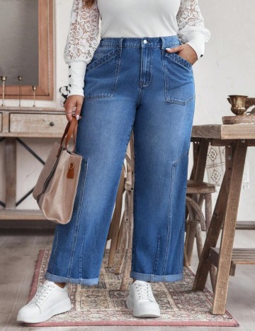Jeans Shein Curve+, albastru