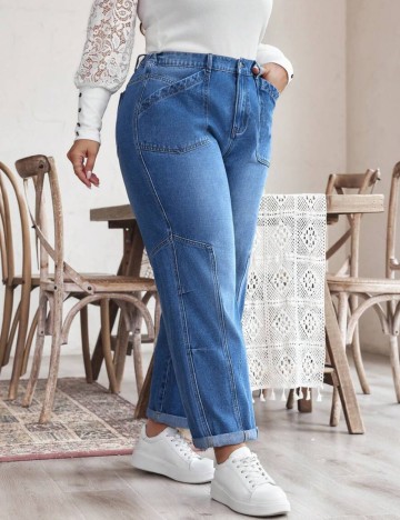 Jeans Shein Curve+, albastru