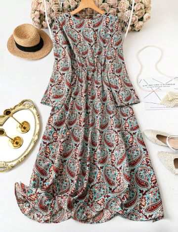 Rochie midi Shein Curve+, mix culori