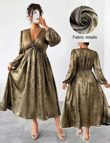 Rochie maxi Shein Curve+, auriu