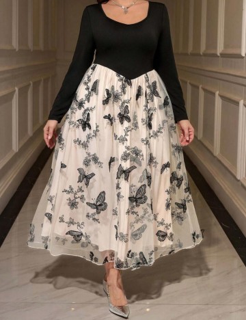 Rochie maxi Shein Curve+, mix culori