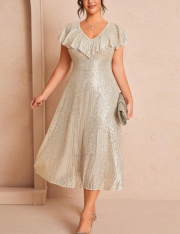 Rochie midi Shein Curve+, bej
