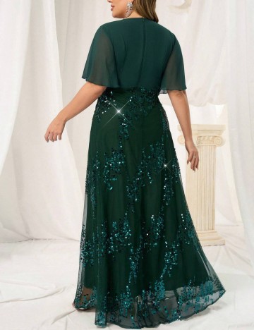 Rochie de ocazie Shein Curve+, verde